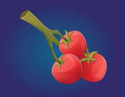 Branch with ripe red cherry tomatoes. isolated cartoon illustration of natural organic vegetable. vector