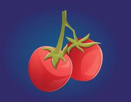 Branch with ripe red cherry tomatoes. isolated cartoon illustration of natural organic vegetable. vector