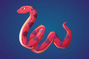 venenoso peligroso rojo serpiente con lugares. aislado dibujos animados reptil. vector