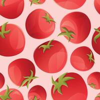 Ripe red natural cherry tomato. cartoon seamless vegetable pattern. vector