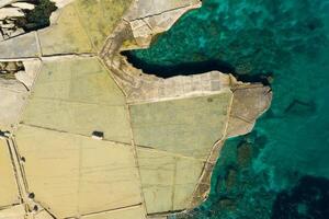 Aerial view of Salt pans in the Island of Malta photo