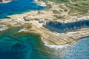 Aerial view of Salt pans in the Island of Malta photo