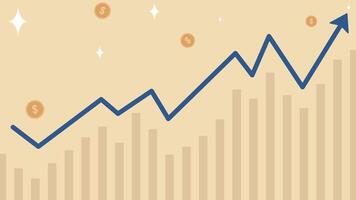 Business target and financial growth concept with chart, up arrow and dollar coins. Stock market, investment and trading concept background. illustration. vector