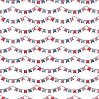 Seamless pattern for 4th of July US Independence Day with cartoon flags on a rope. vector