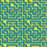 Blue And Yellow Labyrinth Maze Pattern Background vector