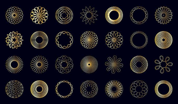 Golden Spirograph Circles Set
