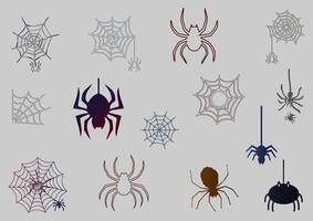 araña y araña web icono conjunto vector