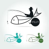 fishing logo design template vector