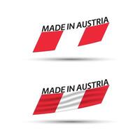 Two modern colored Austrian flags isolated on white background, flags of Austria, Austrian ribbons, Made in Austria vector