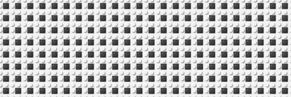 Grey and white plastic construction plate banner. Closeup plastic toy block. Abstract background. Seamless modern pattern vector