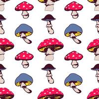 Poisonous bright mushrooms seamless pattern. endless ornament. vector