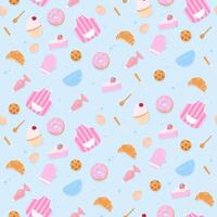 Baking utensils and bakery seamless pattern vector
