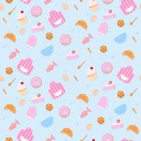 Baking utensils and bakery seamless pattern vector