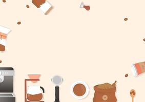 Coffee machine and tools on beige background vector