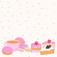 Cake and coffee with sugar sprinkles background vector