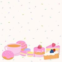 Cake and coffee with sugar sprinkles background vector