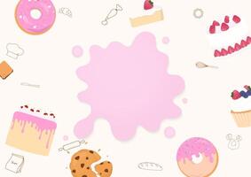 Bakery with pink splash background vector