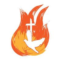 Pentecostés domingo. santo espíritu fuego. ven santo espíritu. utilizar como póster, bandera, tarjeta, volantes o t camisa vector