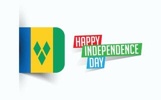 Happy Independence Day of Saint Vincent and the Grenadines illustration, national day poster, greeting template design, EPS Source File vector