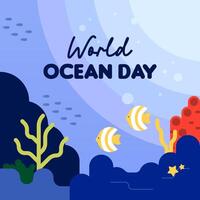 Flyer template for world oceans day celebration vector