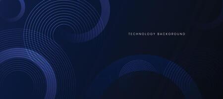 Blue technology background with circle lines. Futuristic modern design vector