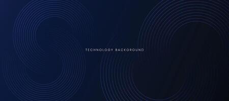 Blue technology background with circle lines. Futuristic modern design vector