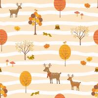 Autumn or Fall seamless pattern with cute animals in the forest.Kids texture for fabric,textile,apparel or wrapping paper vector