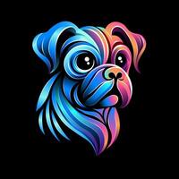 Cute Pug Dog Illustration With Gradient Color vector