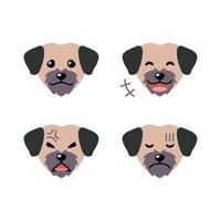 Set of character cute dog faces showing different emotions vector