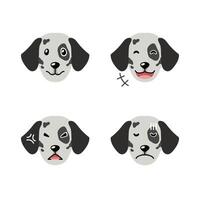 Set of character dalmatian dog faces showing different emotions vector