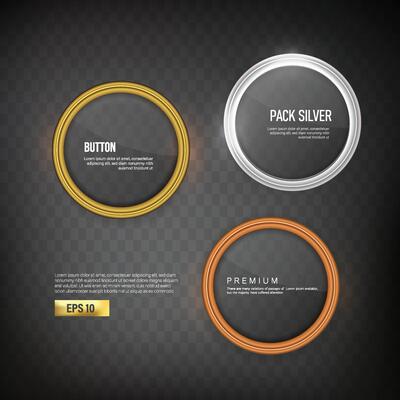 Button set circle modern color gold silver and red 2 EPS 10