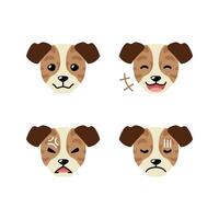 conjunto de personaje perro caras demostración diferente emociones vector