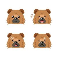 Set of character chow chow dog faces showing different emotions vector