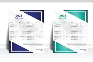 Creative business calendar design template 2024 week starts sunday, wall calendar, cover template , advertisement creative. vector