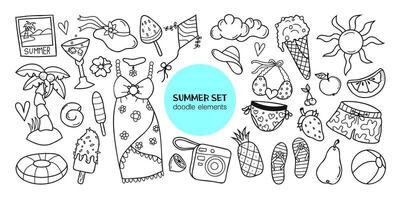 Summer set in doodle style vector