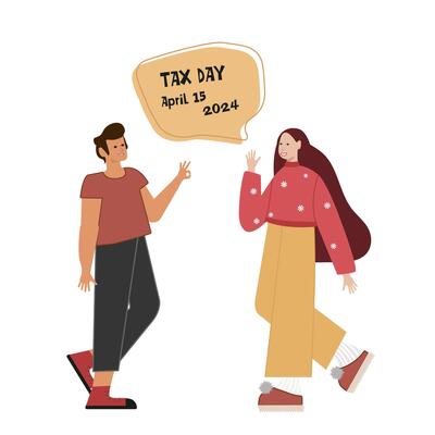 Tax Day Reminder Illustration With People and Calendar Date