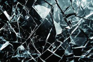 Shattered Glass Wall Against Black Background photo