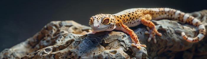 Close up of Leopard Gecko on the rock photo