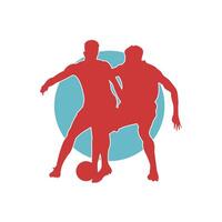 two men are playing soccer on a white background vector