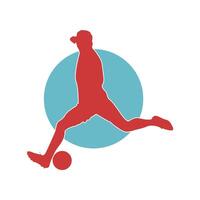 soccer player kicking ball in silhouette on white background vector