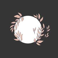 Hand drawn floral outline round frame vector