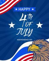 4th of july illustration with eagle vector