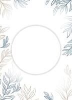 Hand drawn floral outline round frame vector