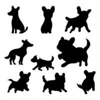 set of nine dog silhouettes vector