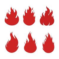 Fire, flame. Red flame set in abstract style on white background vector