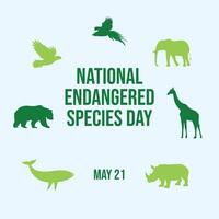 Endangered Species Day design template. animal silhouette design. globe . eps 10. flat design. vector