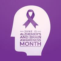 Alzheimers and Brain Awareness Month design template. purple ribbon design template. brain illustration. flat design. eps 10. vector