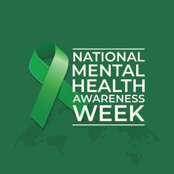 national mental health awareness week design template good for celebration. flat ribbon design. green ribbon design. banner template. eps 10. vector