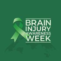 Brain Injury Awareness Week design template. green ribbon template. brain injury illustration. eps 10. flat design. vector