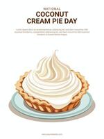 National Coconut Cream Pie Day background. vector